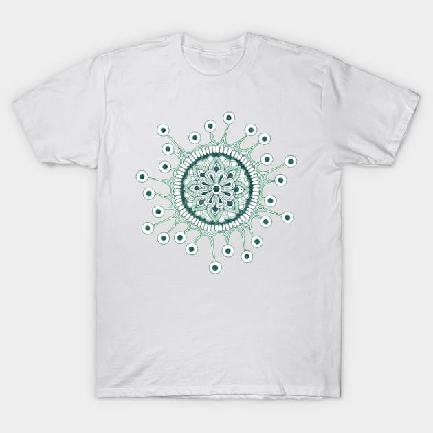 Virus Mandala (teal) T-Shirt by calenbundalas